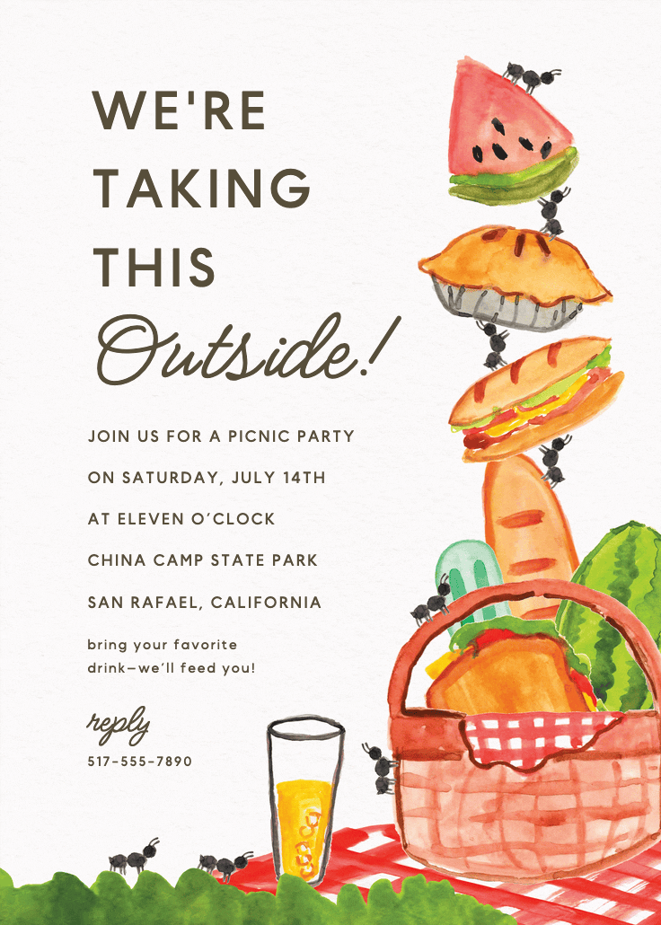 Ants marching - party invitation